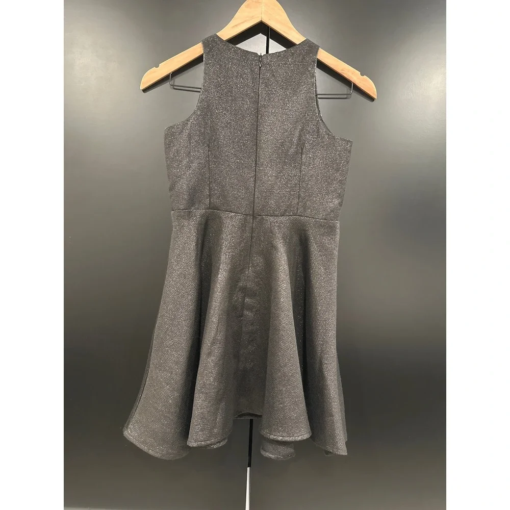 Un Deux Trois Girls Silver Metallic Shimmer Fit Flare Party Dress Size 10 T3377K